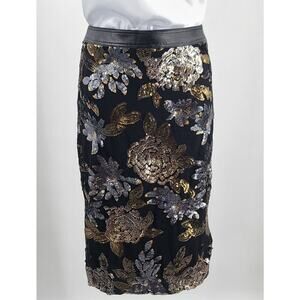 Fair child women's pencil skirt black sequin formal mob wife Size 1X dopamine